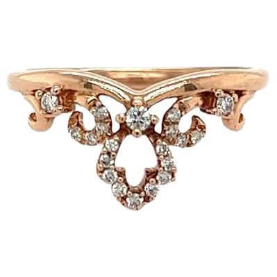 Vintage Diamond Tiara Design Gold Band Ring For Sale
