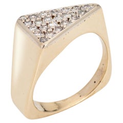 Vintage Diamond Triangle Ring Sz 5.5 Square Band Estate Fine Jewelry