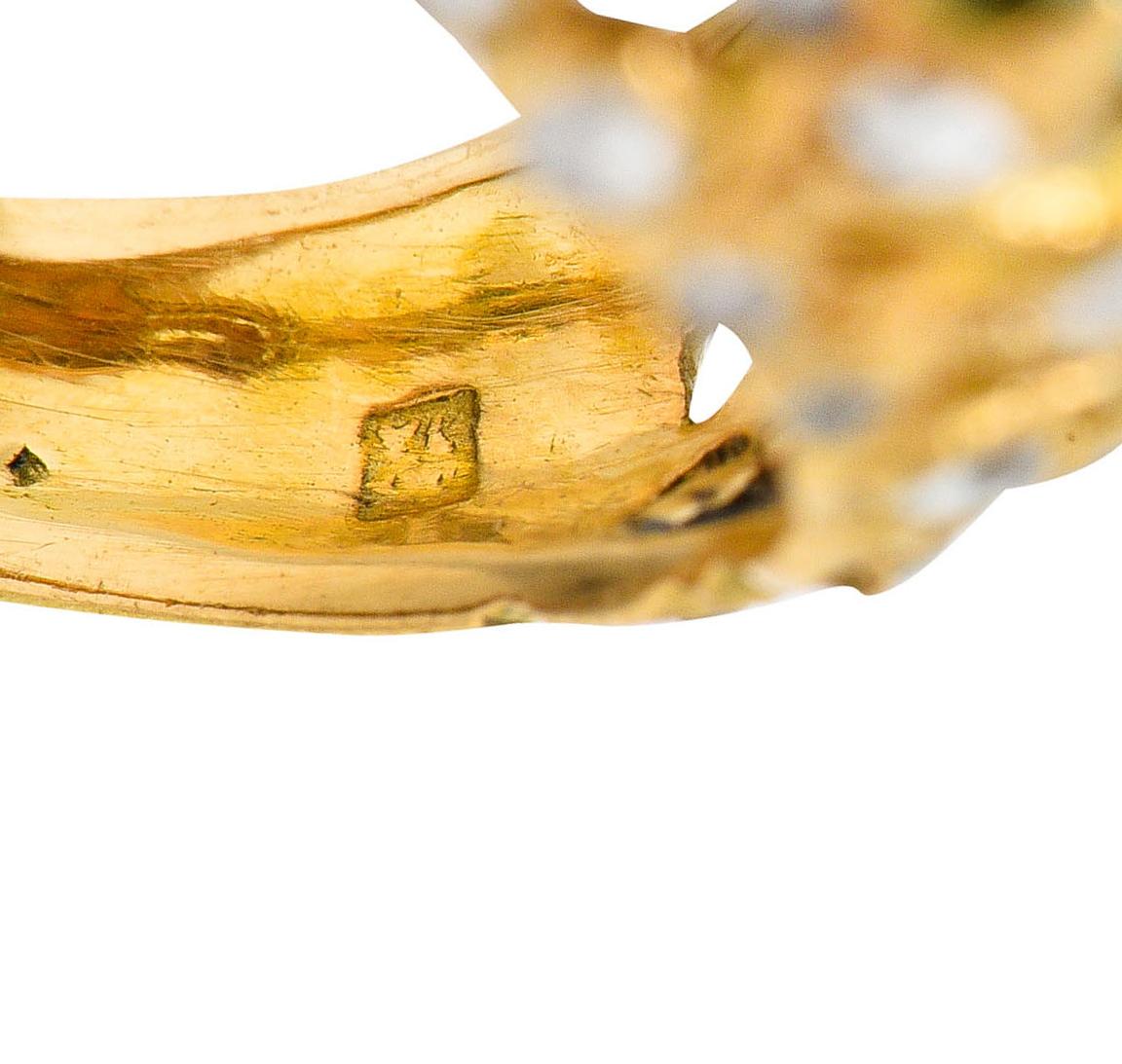 Vintage Diamond Turquoise 18 Karat Gold Bombe Cabochon Ring 1