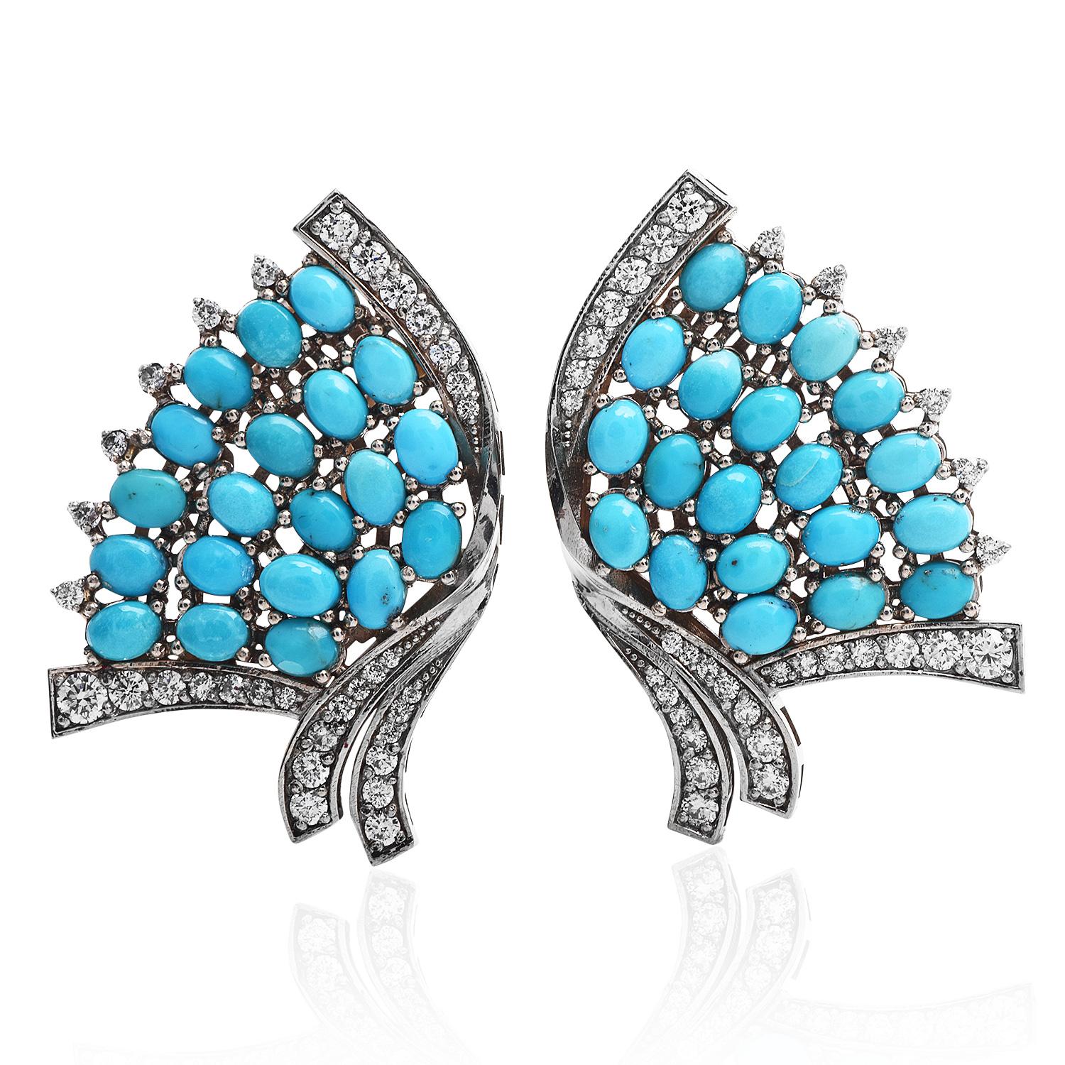 turquoise white gold earrings