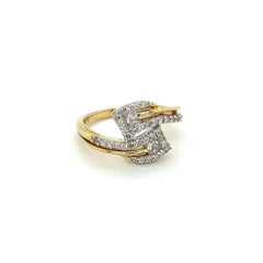 Vintage Diamond Twin Bypass Crossover Gold Cocktail Ring
