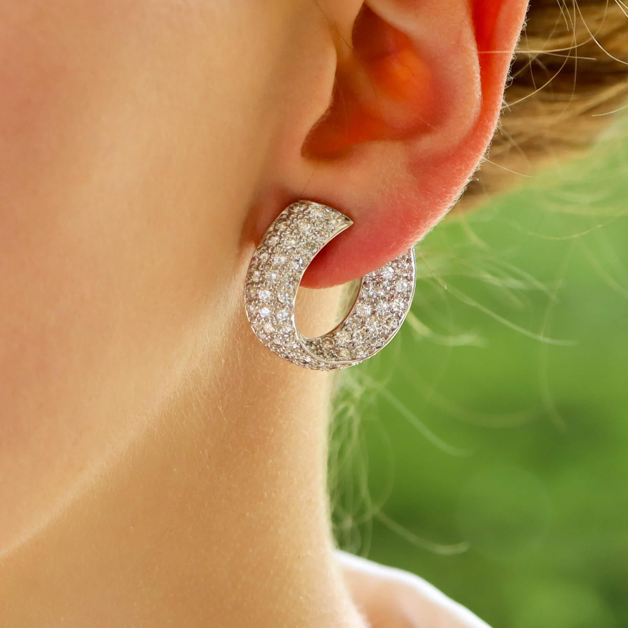 twisted diamond hoop earrings