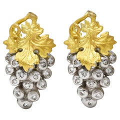 Vintage Diamond Two-Tone 18 Karat Gold Grape Stud Earrings