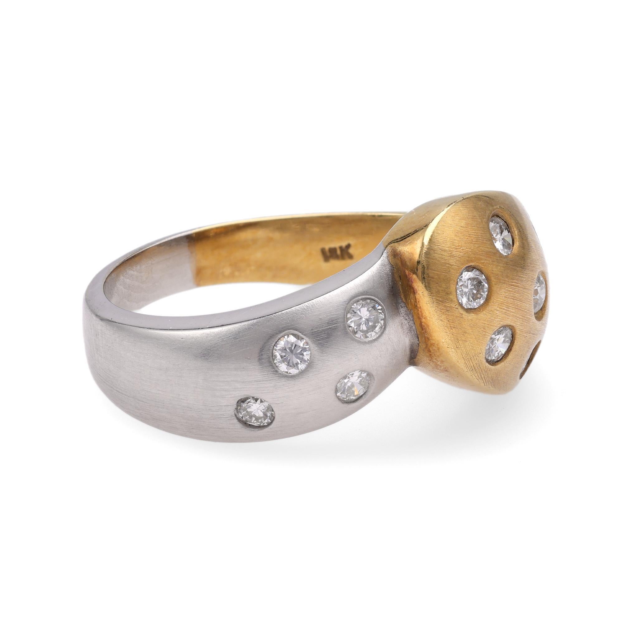 Vintage-Diamant-Zweifarbiger Goldring (Brillantschliff)