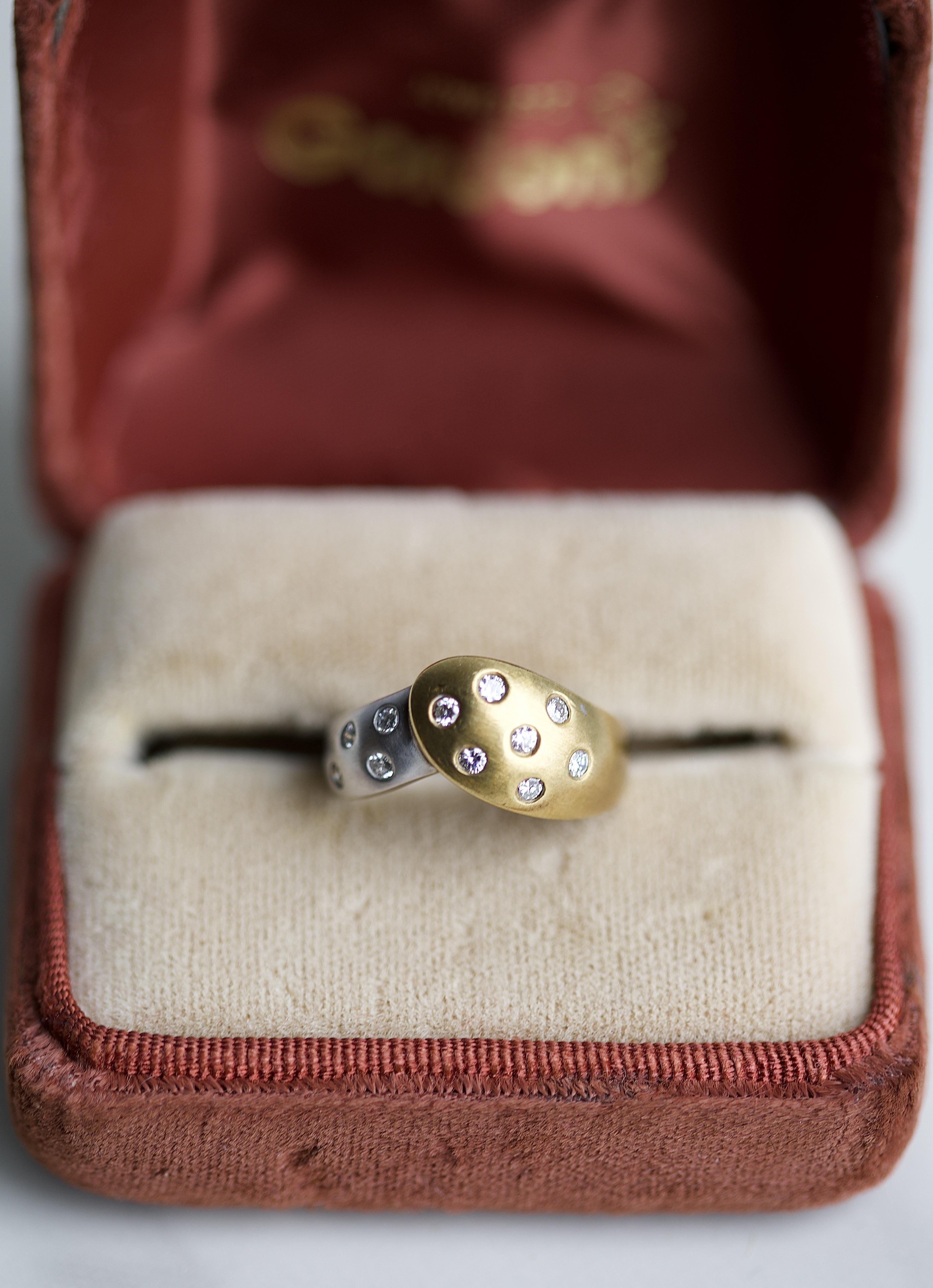 Vintage-Diamant-Zweifarbiger Goldring im Zustand „Hervorragend“ in Beverly Hills, CA