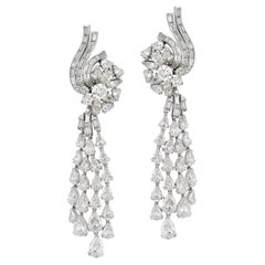 Vintage Diamond Waterfall Chandelier Earrings