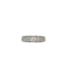 Vintage Diamond Wave White Gold Band Ring 14K