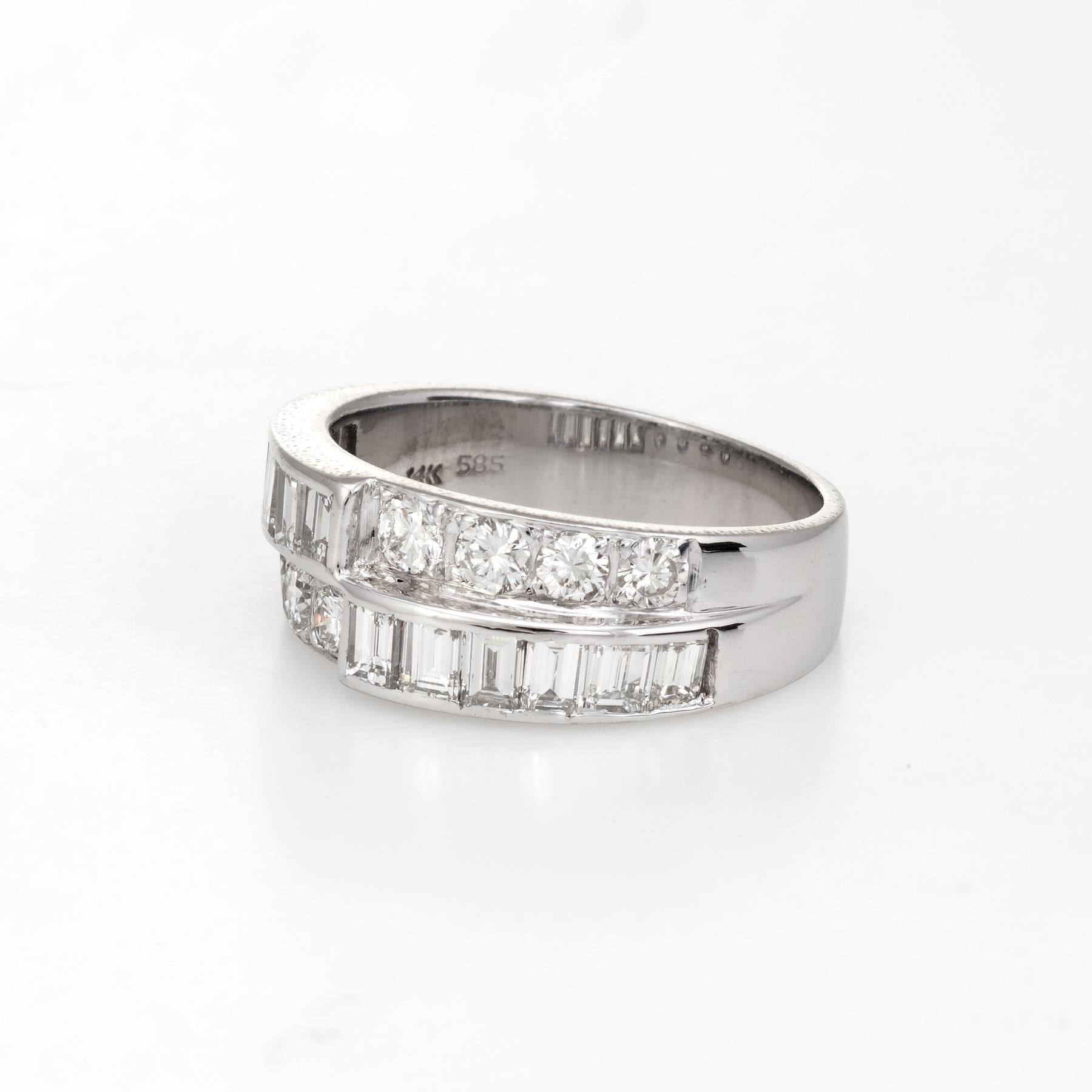 Brilliant Cut Vintage Diamond Wedding Band 14k White Gold 1.60ctw Estate Bridal Jewelry 7.25