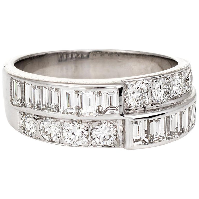 Ladies Vintage Estate 14K White Gold Diamond Wedding Anniversary Ring Band