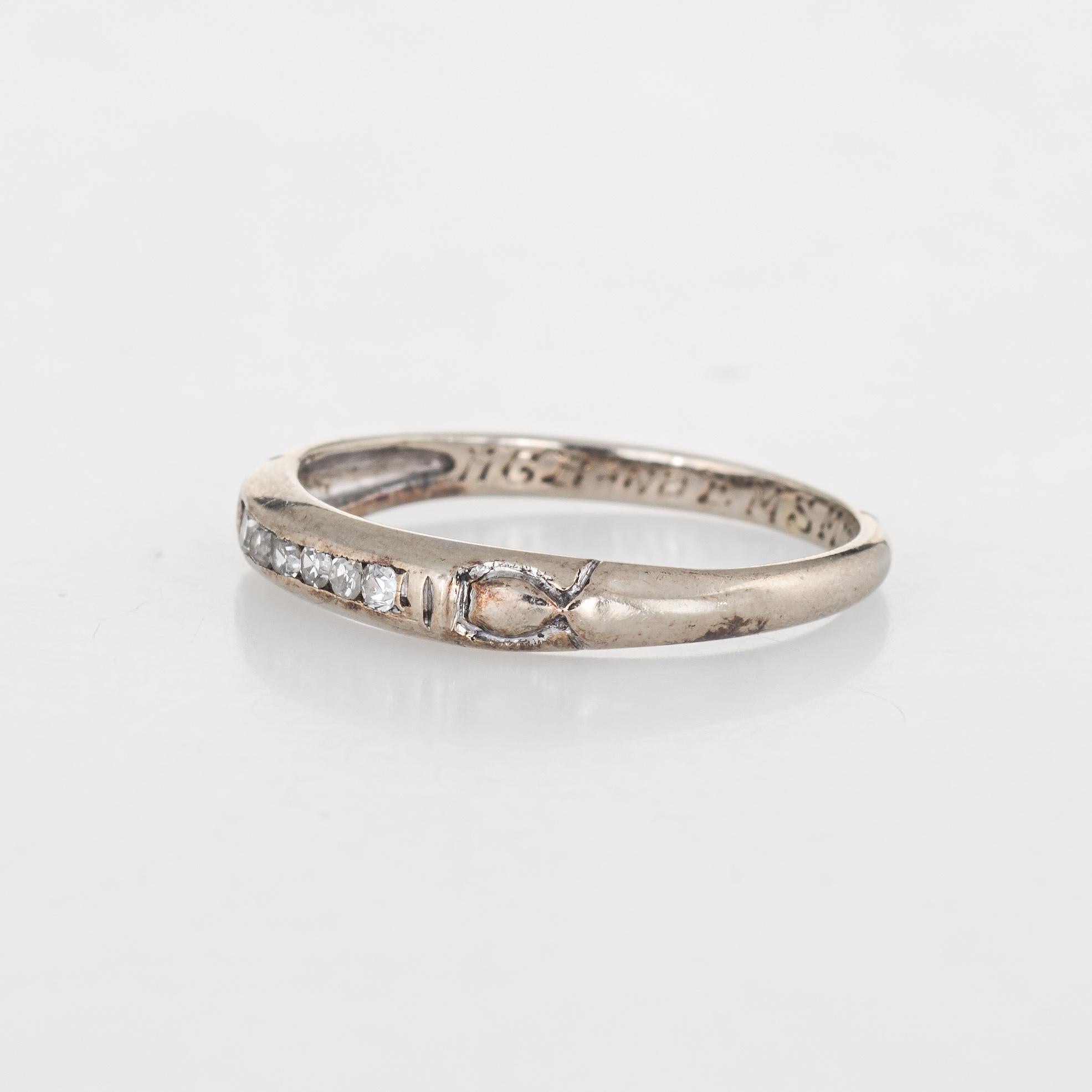 Round Cut Vintage Diamond Wedding Band circa 1941 Estate 14 Karat White Gold Ring Jewelry