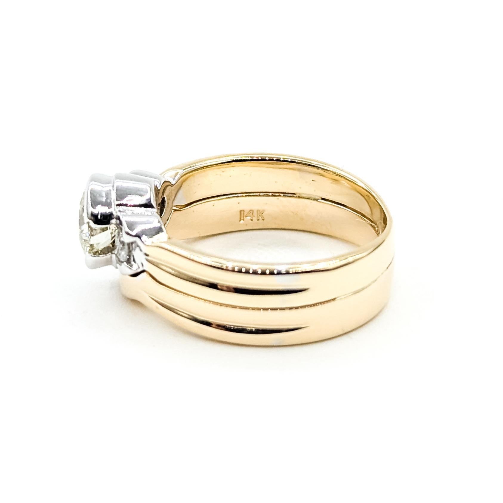 Vintage Diamant Hochzeit Set in 14k Gelbgold im Angebot 4