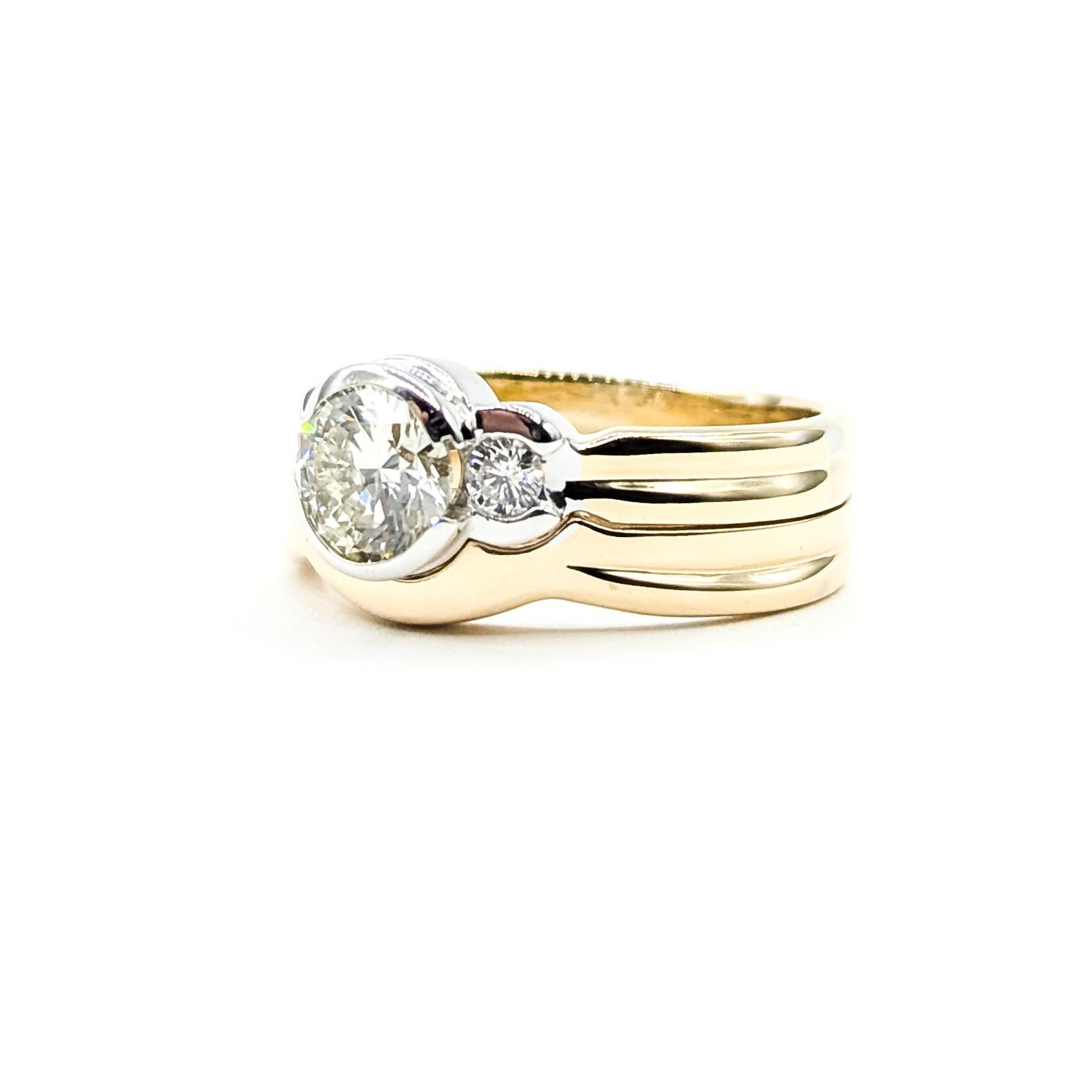 Vintage Diamant Hochzeit Set in 14k Gelbgold (Retro) im Angebot