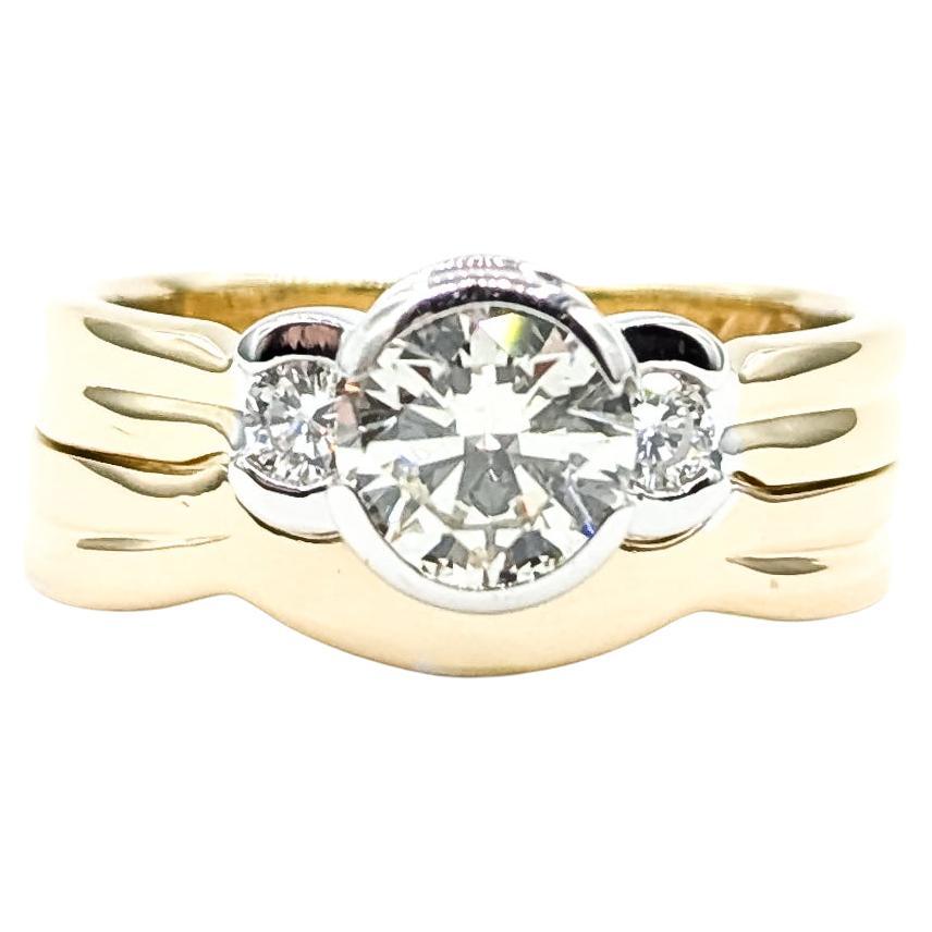 Vintage Diamant Hochzeit Set in 14k Gelbgold im Angebot