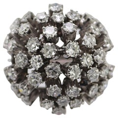 Vintage Diamond, White Gold Bombe Flower Ring