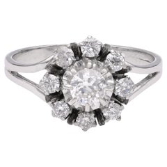 Vintage Diamond White Gold Cluster Ring