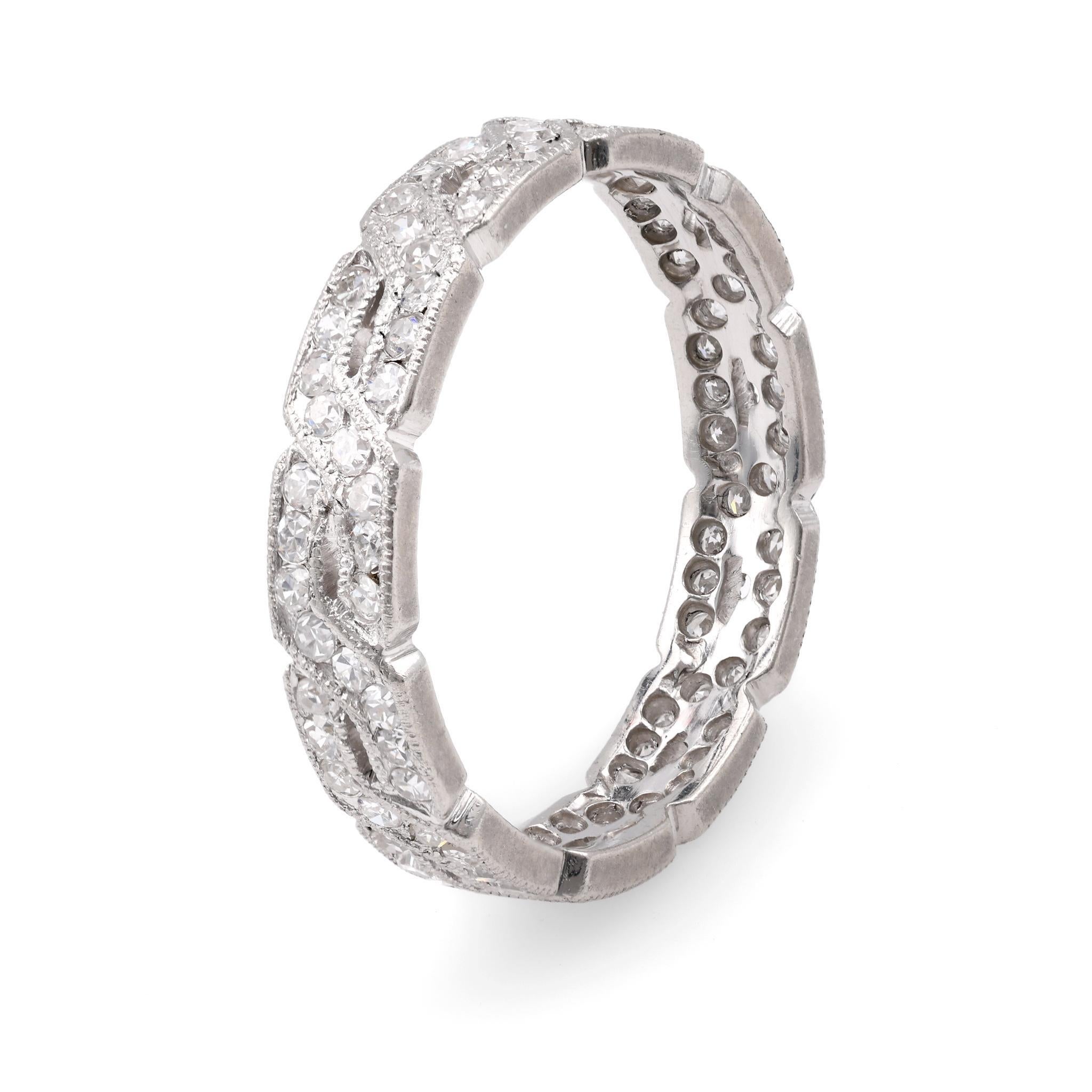 Single Cut Vintage Diamond White Gold Eternity Ring For Sale