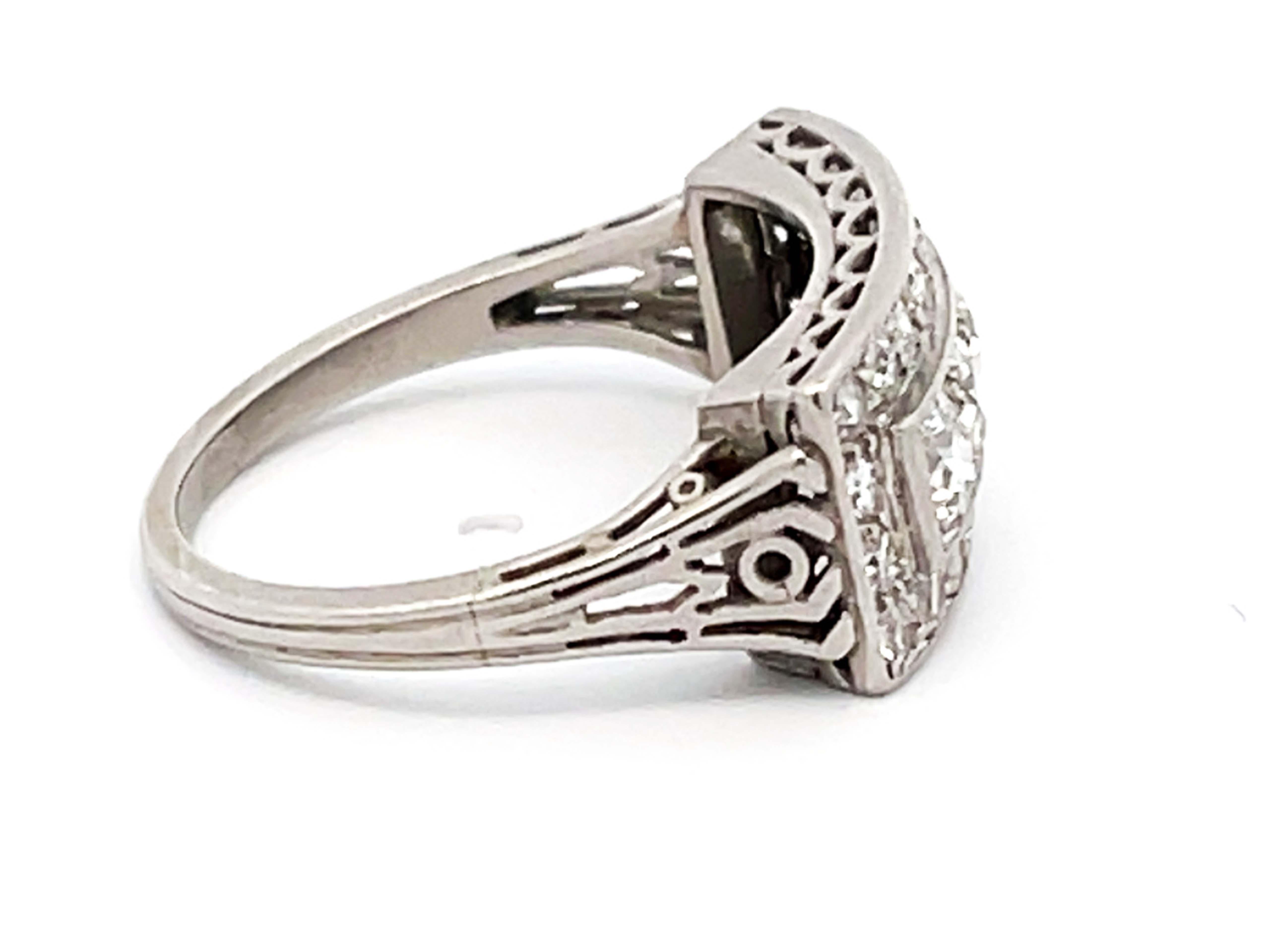 Breiter Vintage-Diamant-Ring aus Platin im Zustand „Hervorragend“ im Angebot in Honolulu, HI