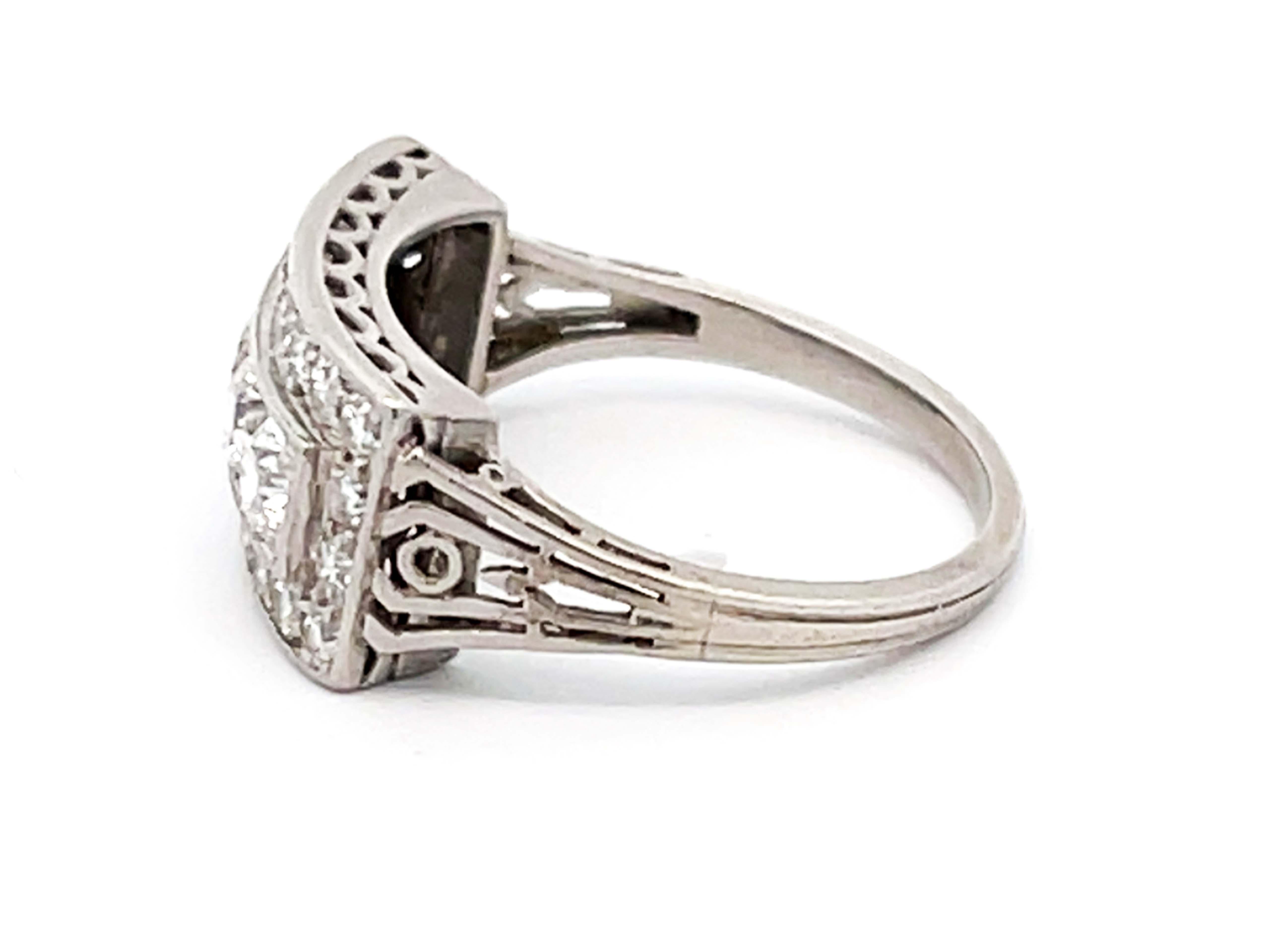 Women's or Men's Vintage Diamond Wide Band Ring in Platinum For Sale