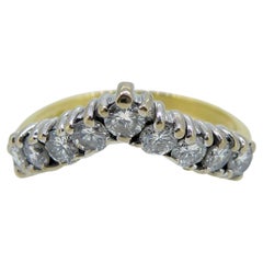 Vintage Diamond Wishbone Ring in 18ct Gold, Hallmarked London 1988