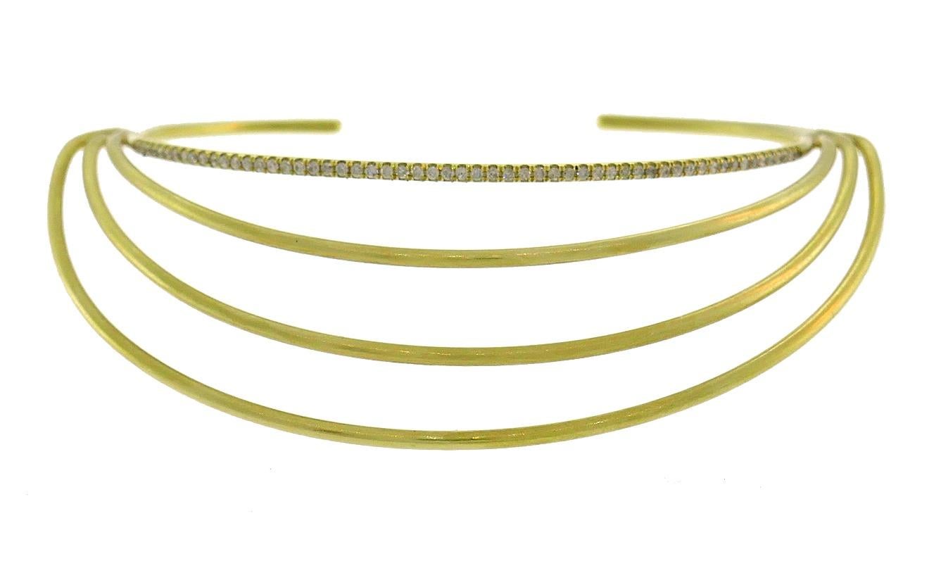 Vintage Diamond Yellow Gold Bangle Bracelet, 1980s In Good Condition For Sale In Beverly Hills, CA