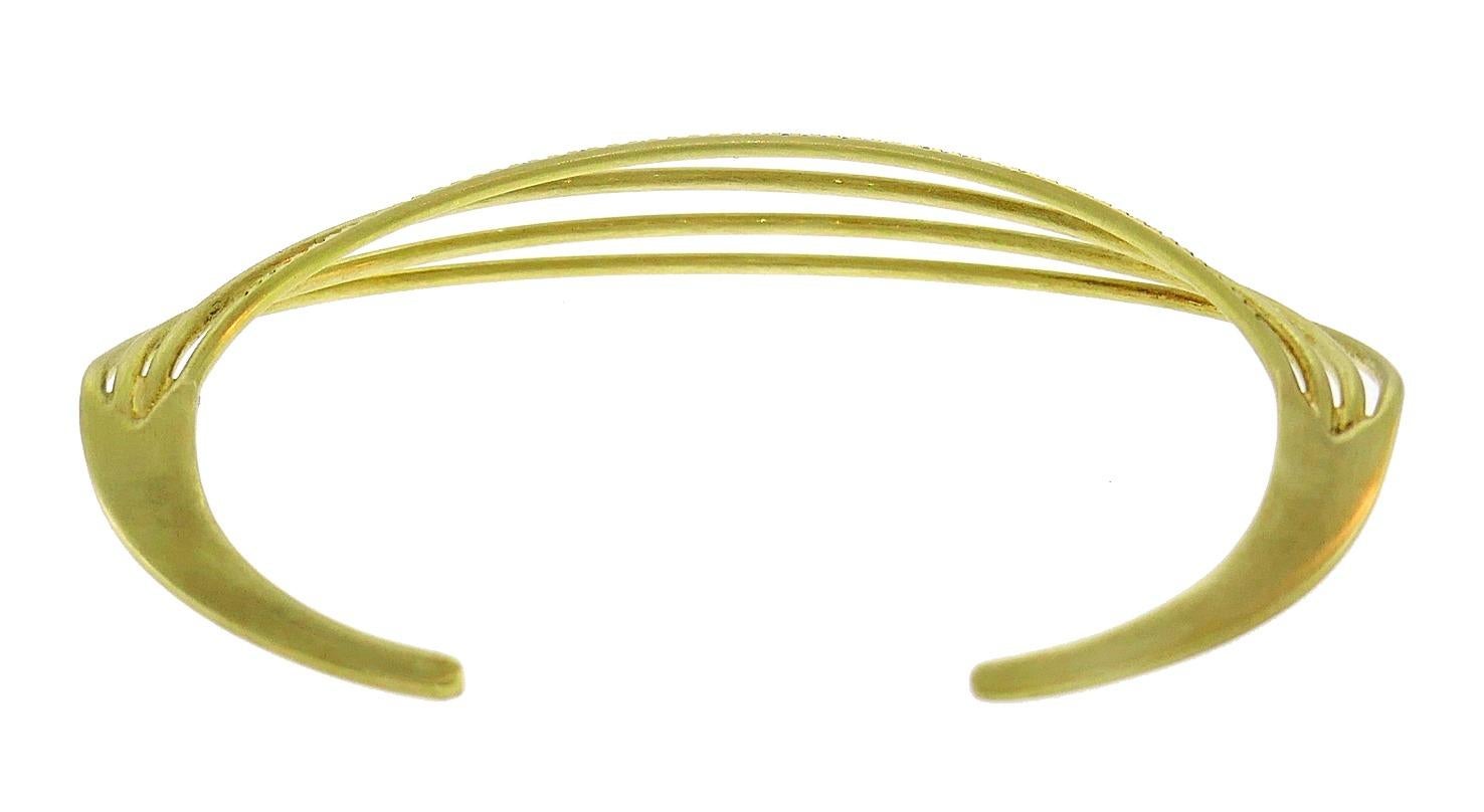 Vintage Diamond Yellow Gold Bangle Bracelet, 1980s For Sale 1