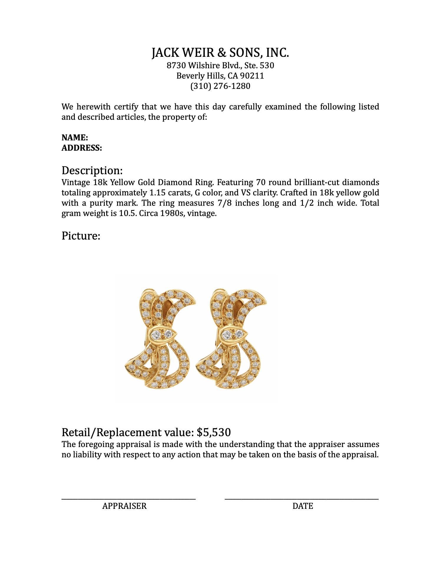 Femenino o masculino Pendientes de lazo vintage de oro amarillo con diamantes