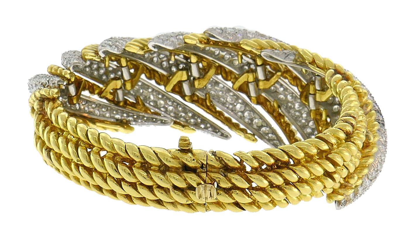 Women's Vintage French Diamond Yellow Gold Bracelet, 1980s