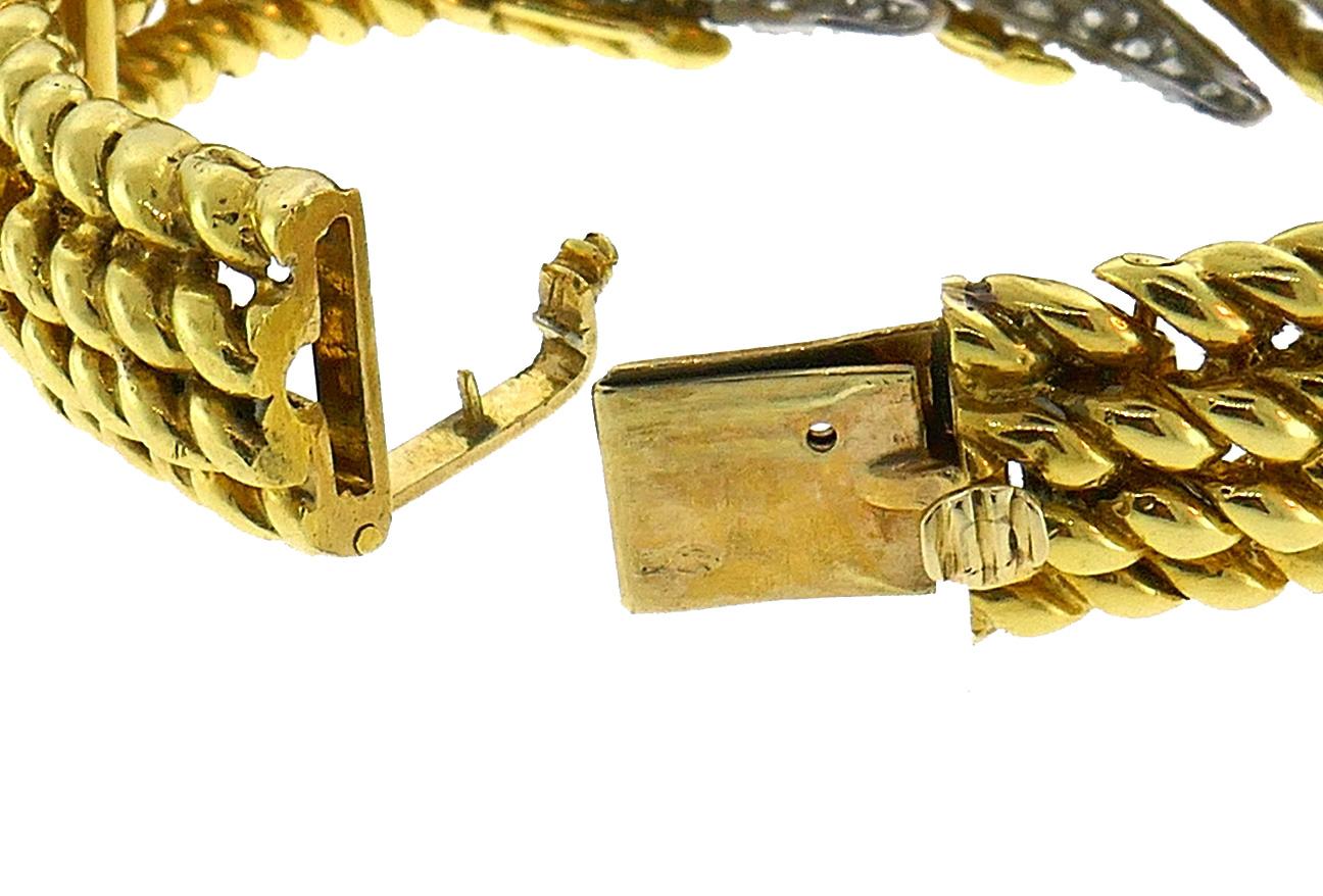Vintage French Diamond Yellow Gold Bracelet, 1980s 2