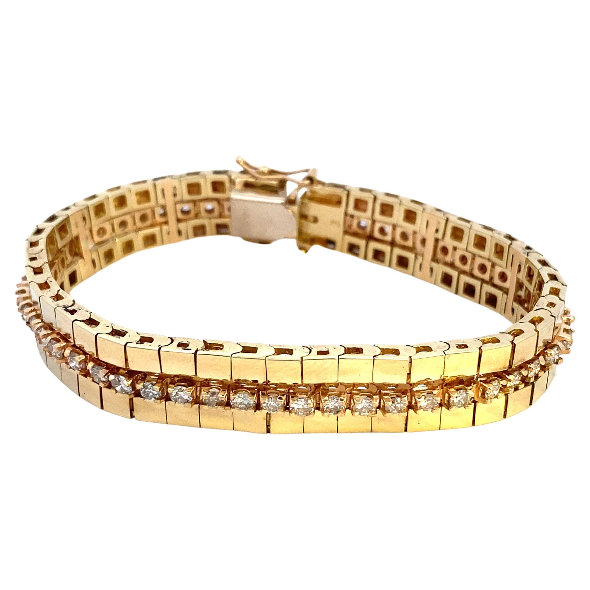 Men's Vintage Diamond Bracelet 14K Yellow Gold