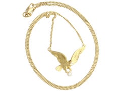 Vintage 1960s Diamond Yellow Gold Eagle Pendant