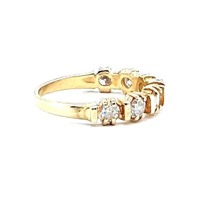 Women's or Men's Vintage Diamond Yellow Gold Half Eternity Band Ring