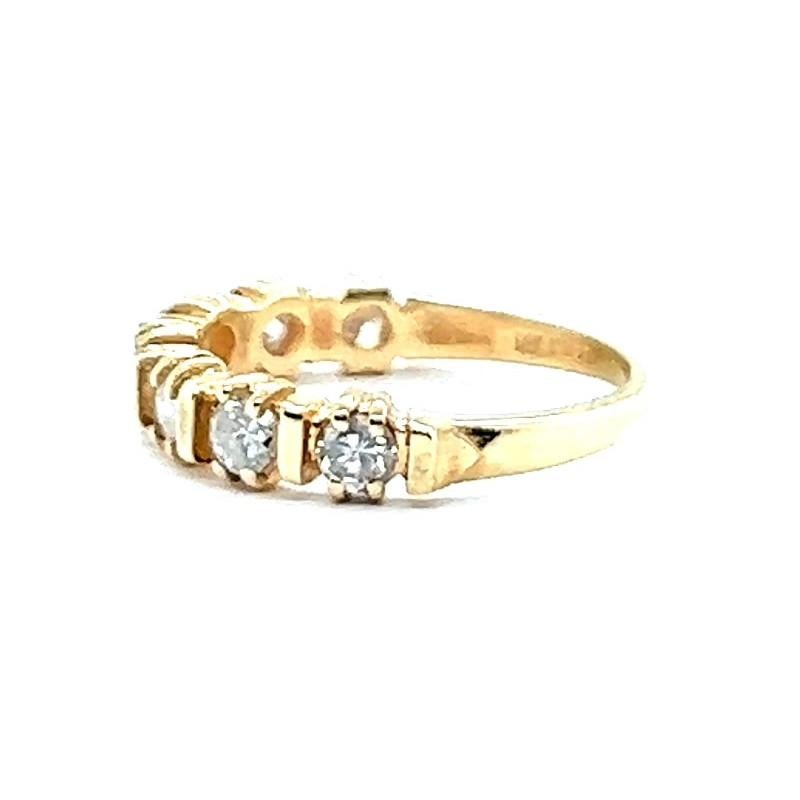 Vintage Diamond Yellow Gold Half Eternity Band Ring 1