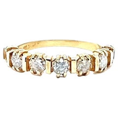 Vintage Diamond Yellow Gold Half Eternity Band Ring