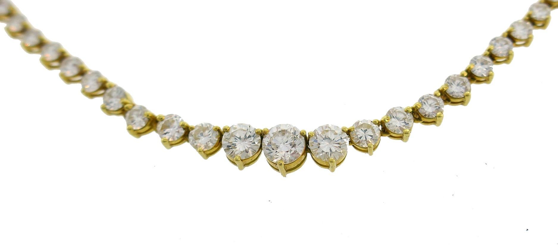 Vintage Diamond Yellow Gold Riviere Necklace In Good Condition In Beverly Hills, CA