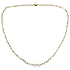 Vintage Diamond Yellow Gold Riviere Necklace
