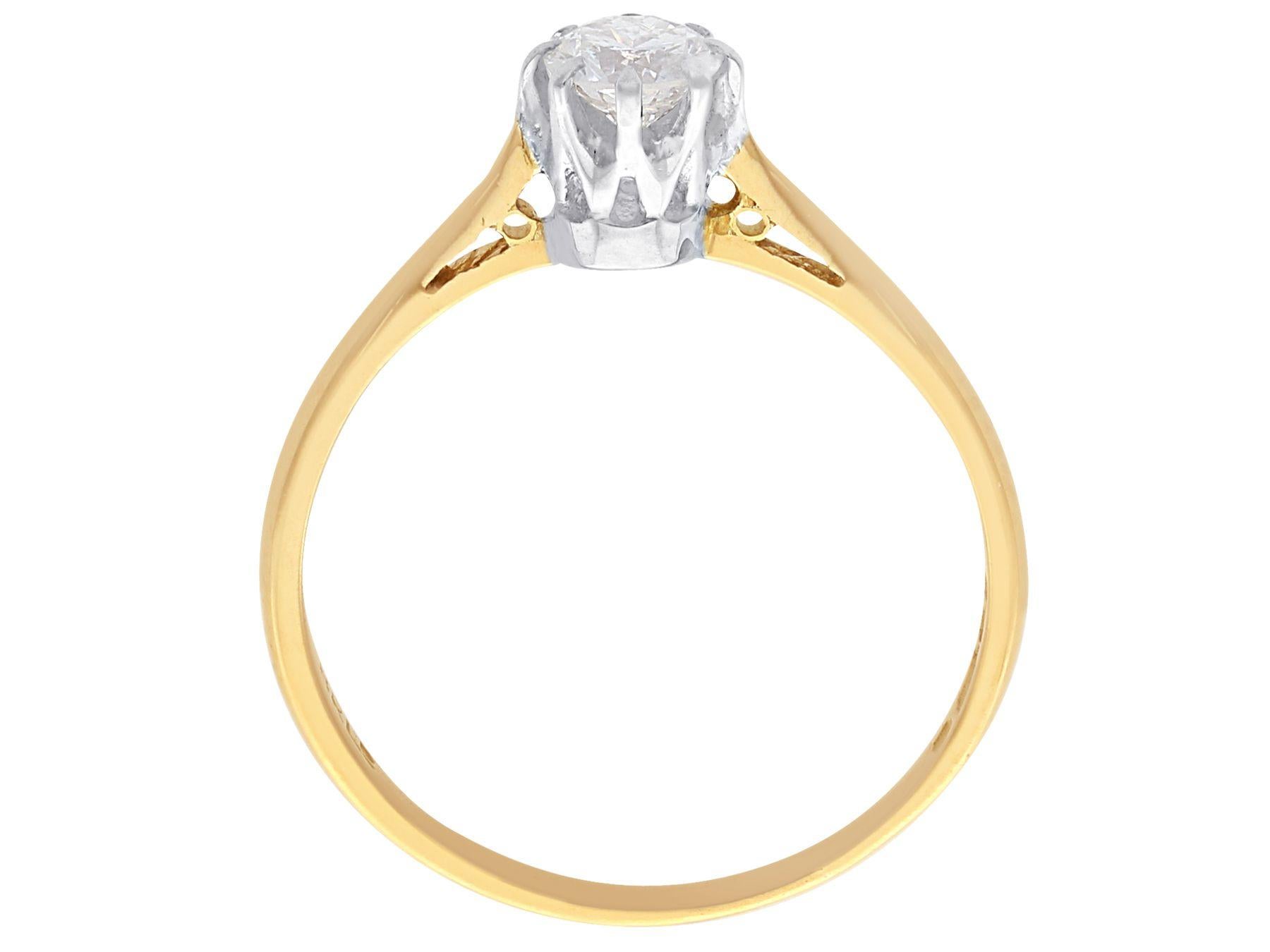 Round Cut Vintage 1975 Diamond and Yellow Gold Solitaire Engagement Ring For Sale