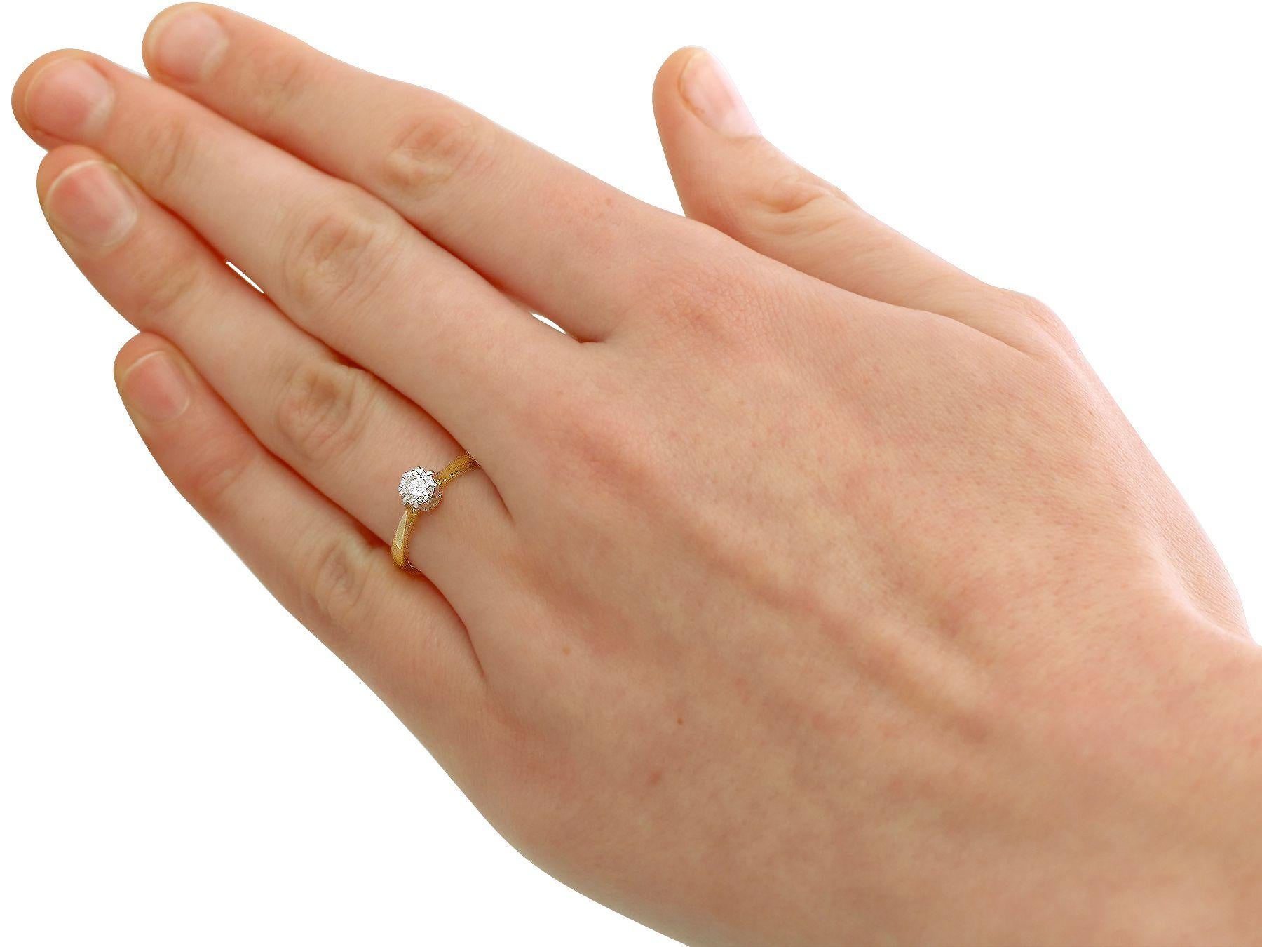 Verlobungsring, Vintage 1975, Diamant und Gelbgold Solitär im Angebot 3
