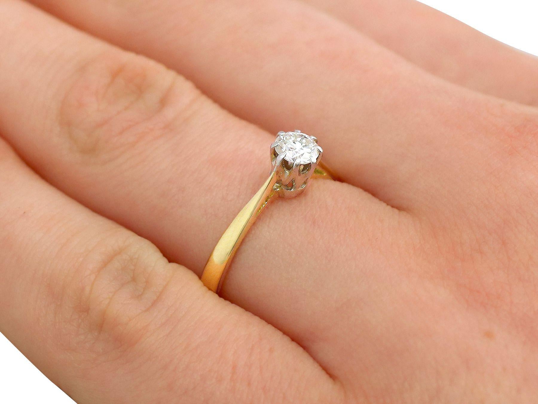 Vintage 1975 Diamond and Yellow Gold Solitaire Engagement Ring For Sale 1