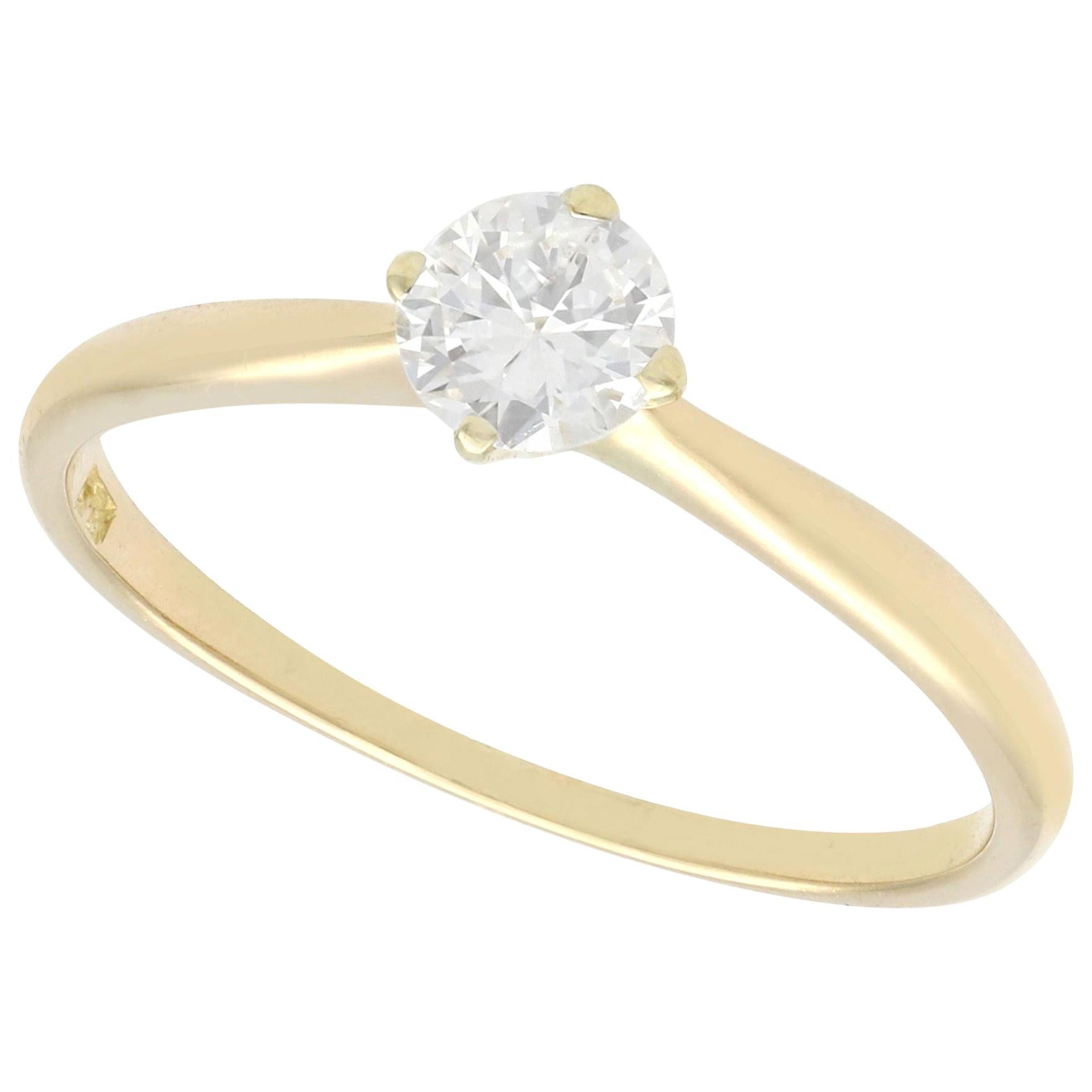 Ladies Solitaire Yellow Gold Diamond Engagement Ring For Sale at 1stDibs