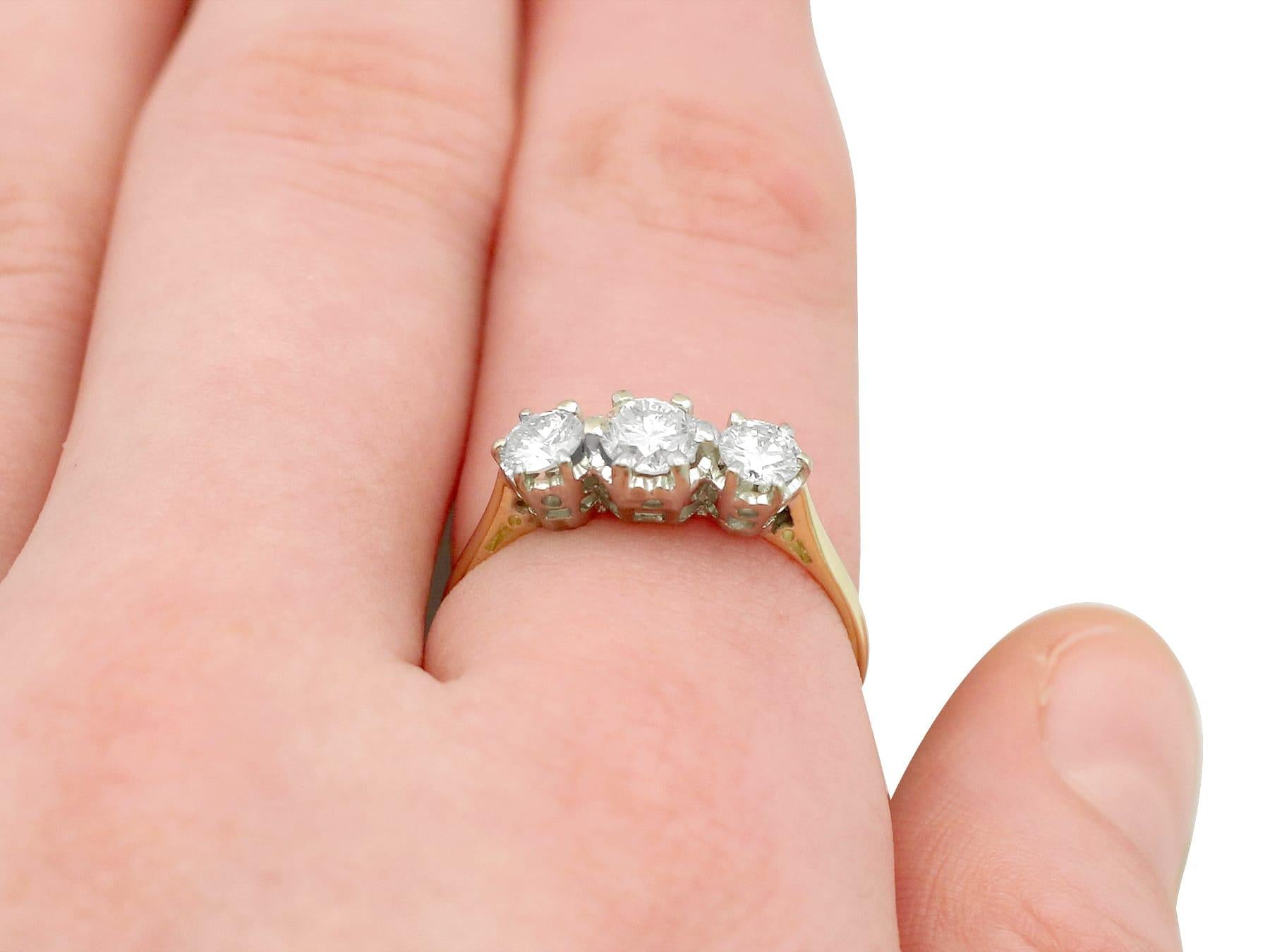 Women's Vintage Diamond Yellow Gold Three Stone Engagement Ring