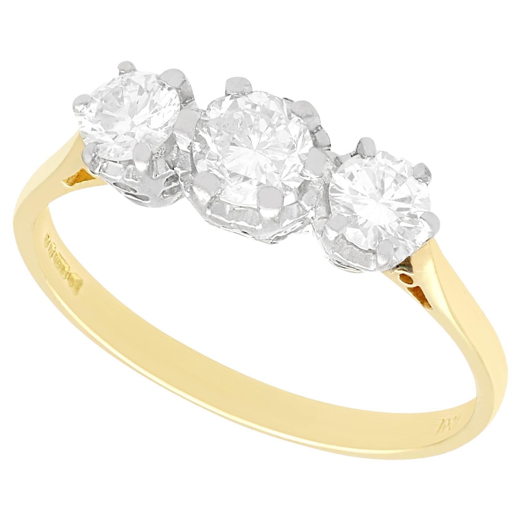 Vintage Diamond Yellow Gold Three Stone Engagement Ring