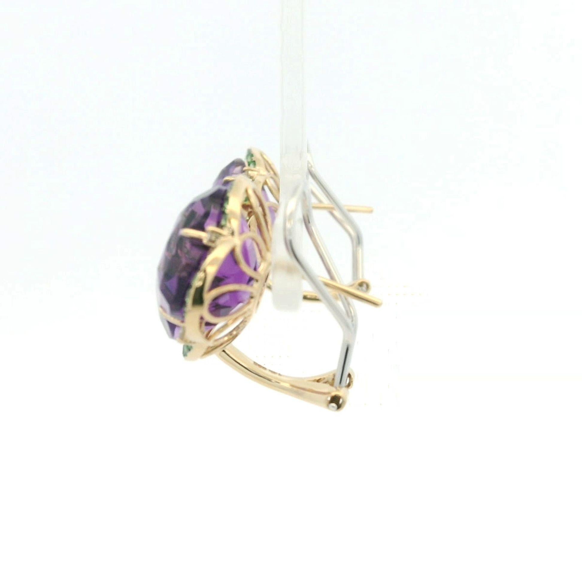 Pendientes vintage de amatista y diamante＆Garnet＆de 15,89 quilates en oro macizo de 14 quilates en venta 6
