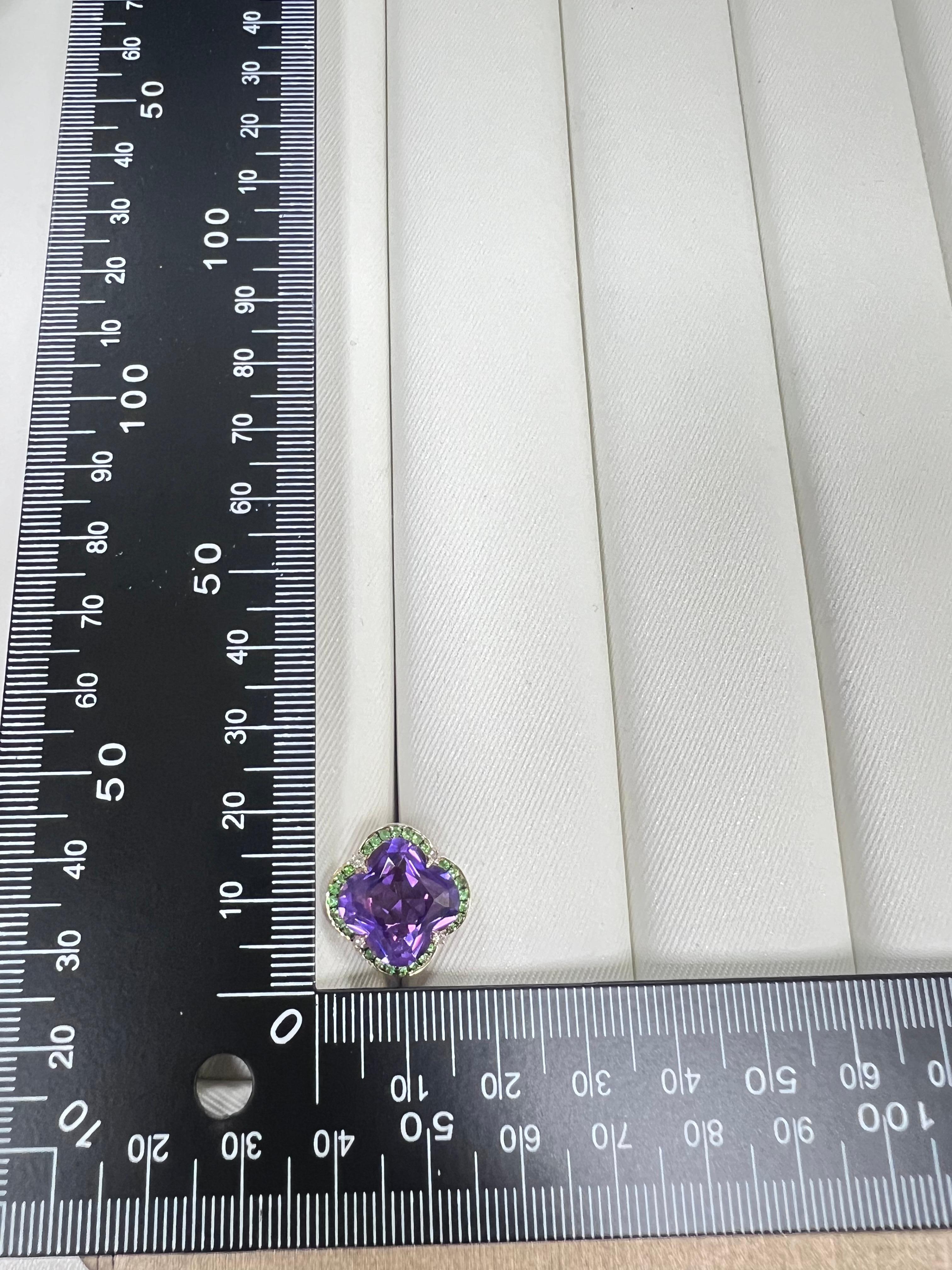 Pendientes vintage de amatista y diamante＆Garnet＆de 15,89 quilates en oro macizo de 14 quilates Contemporáneo en venta