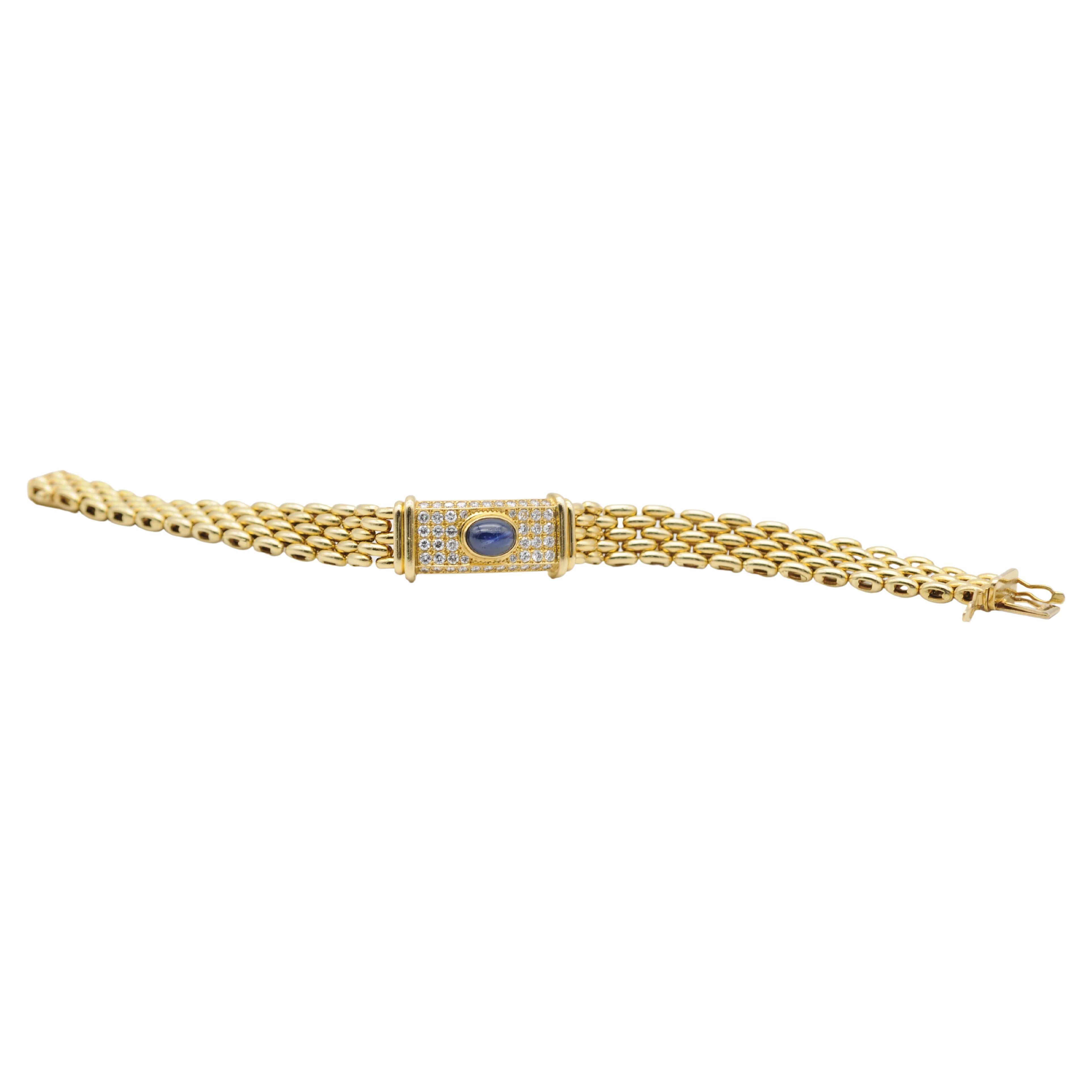 Vintage Diamonds Bracelet 18k Yellow gold Sapphire In Good Condition For Sale In Berlin, BE