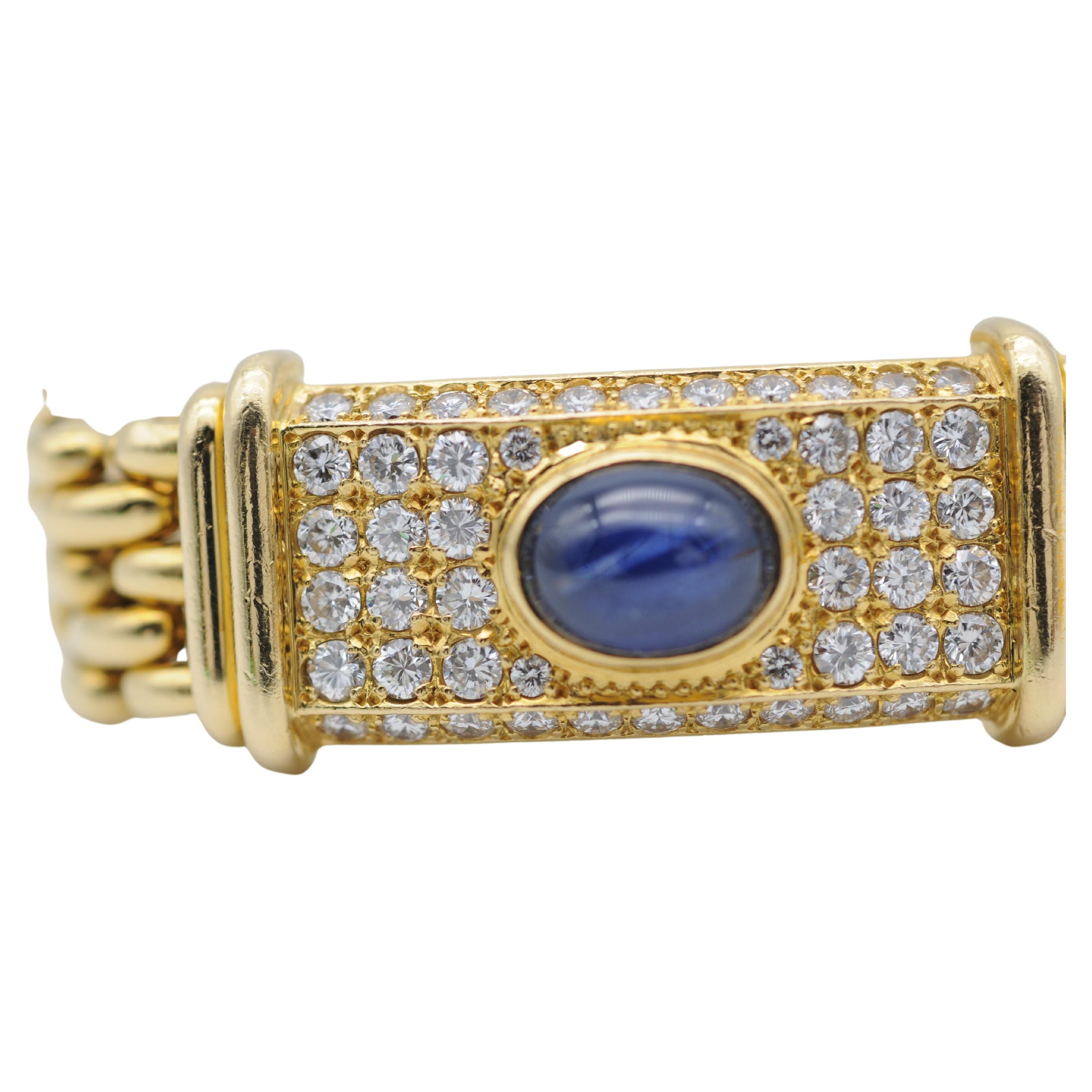 Vintage Diamonds Bracelet 18k Yellow gold Sapphire For Sale 1