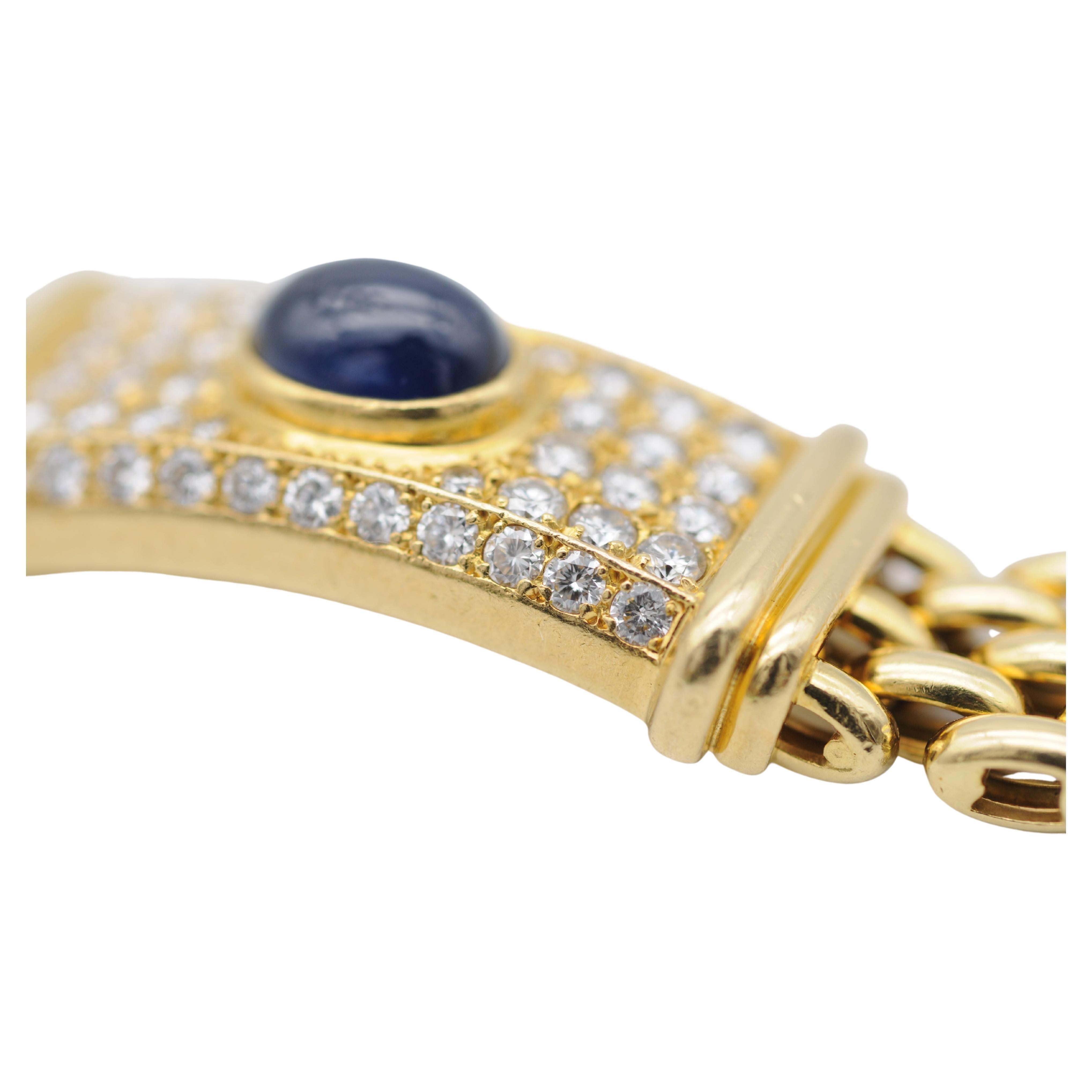 Vintage Diamonds Bracelet 18k Yellow gold Sapphire For Sale 2