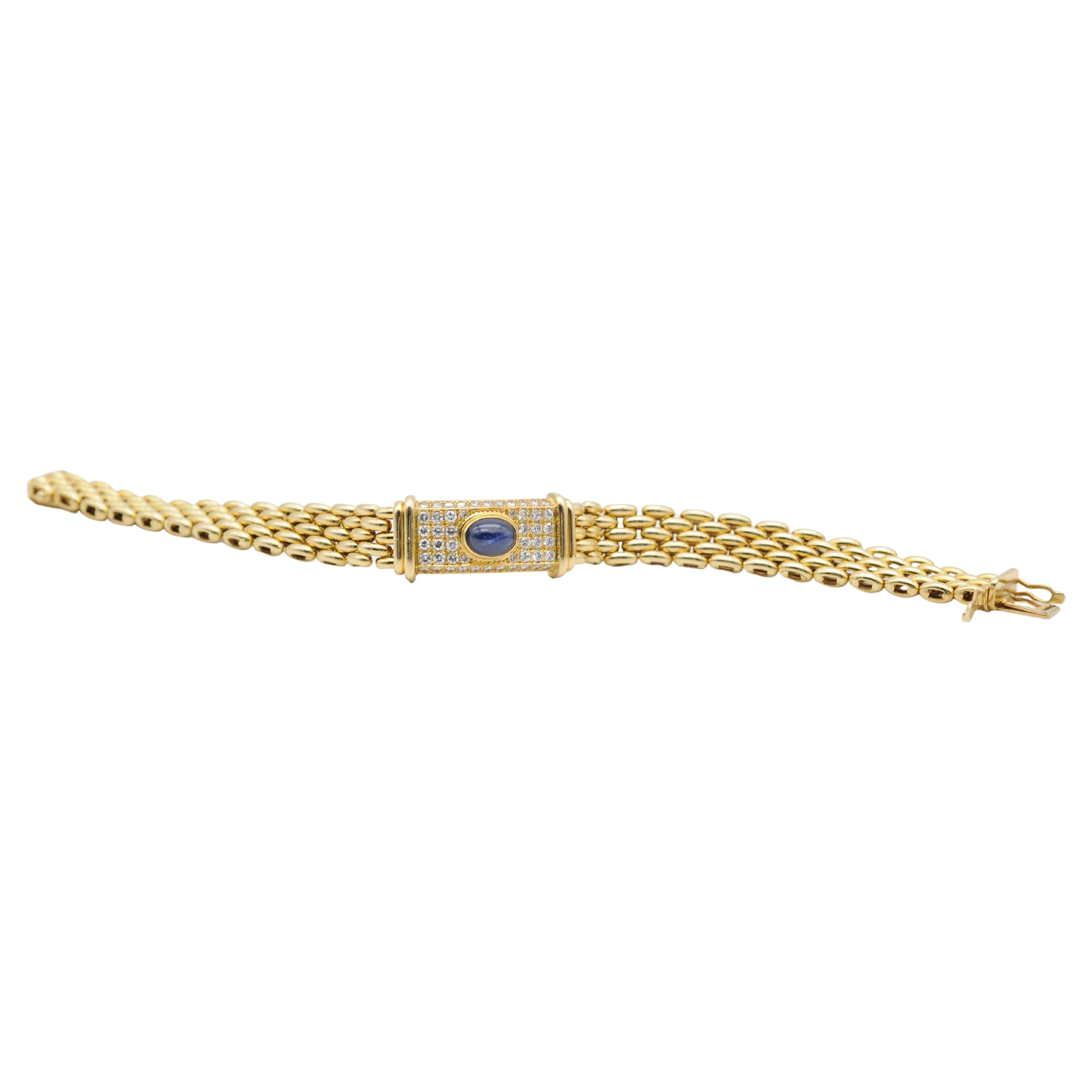 Vintage Diamonds Bracelet 18k Yellow gold Sapphire For Sale