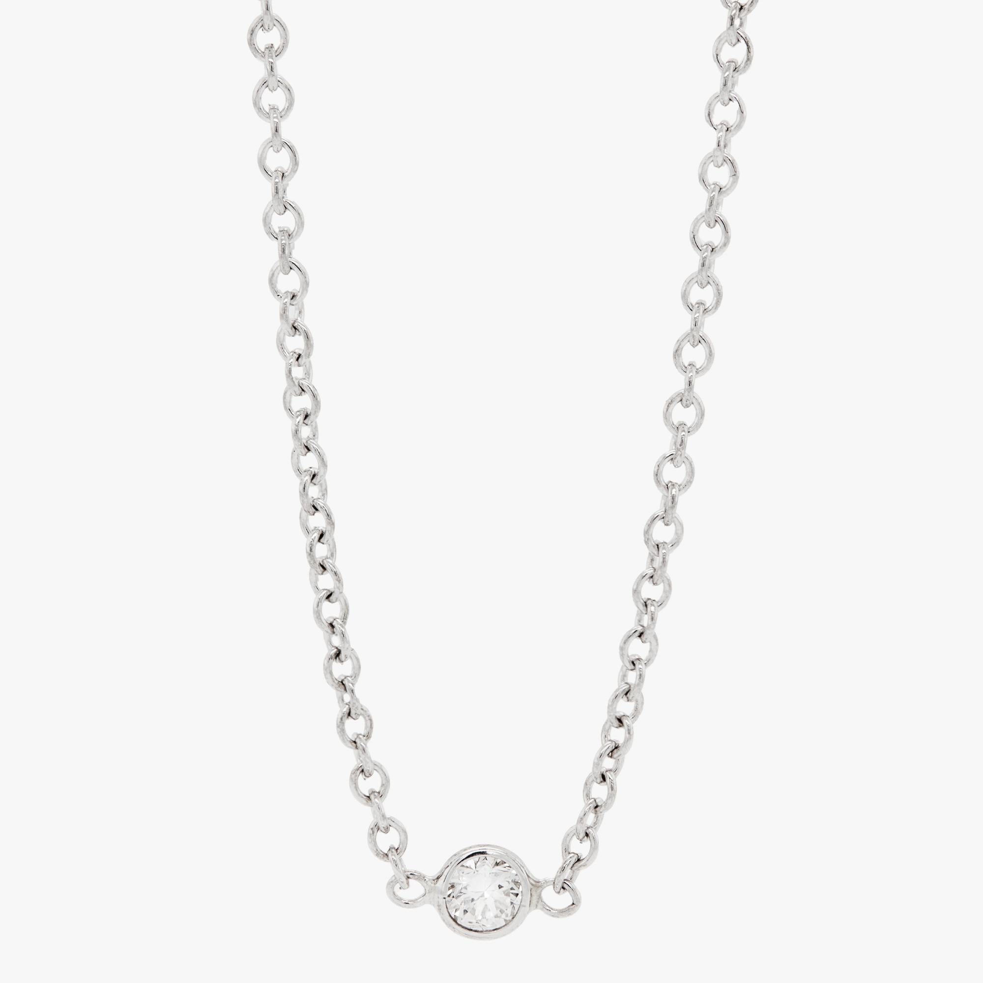 Moderno Vintage 'Diamonds by the Yard' Chain Necklace in 14 Carat White Gold in vendita