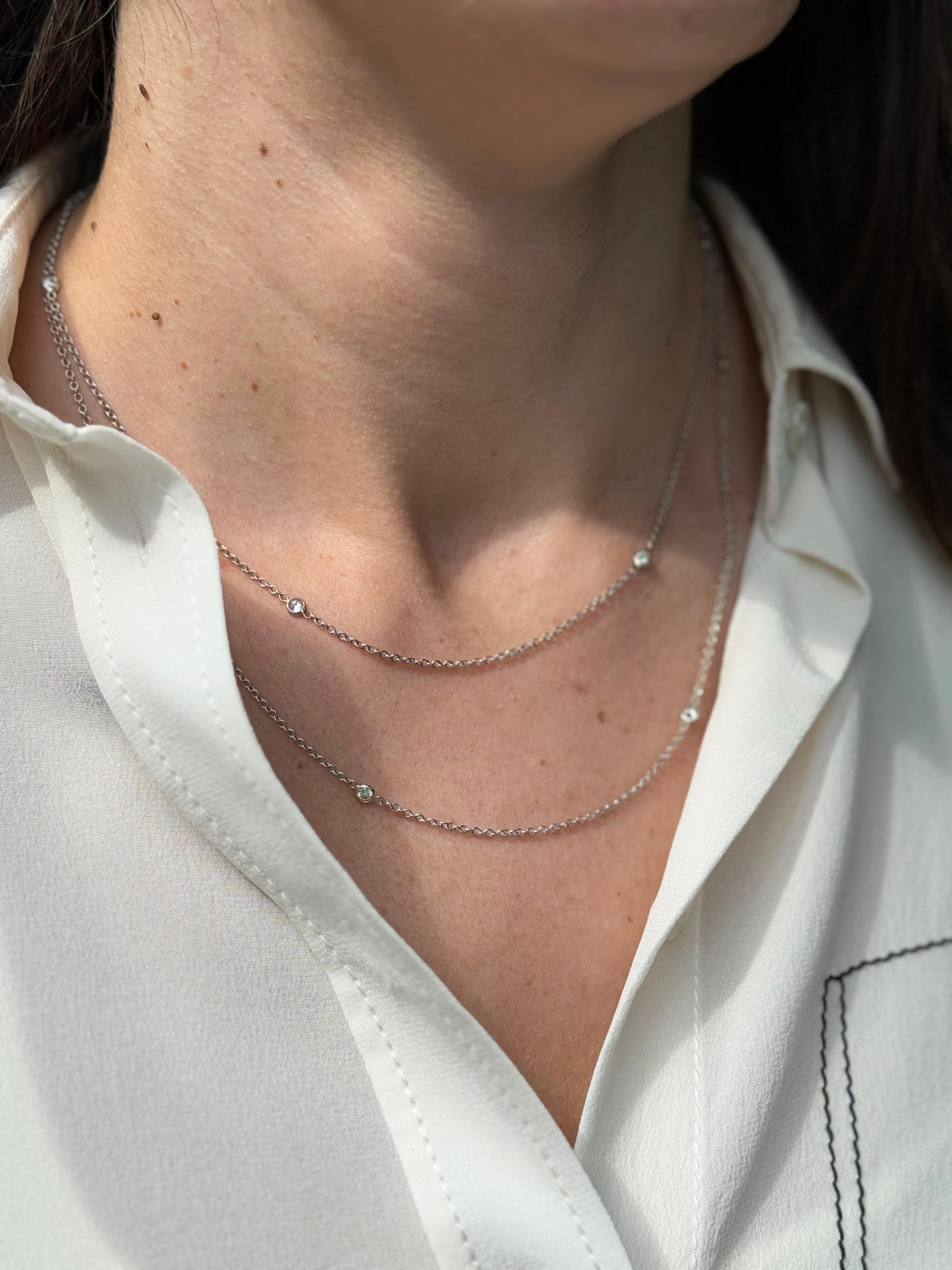 Vintage 'Diamonds by the Yard' Chain Necklace in 14 Carat White Gold In condizioni ottime in vendita a London, GB