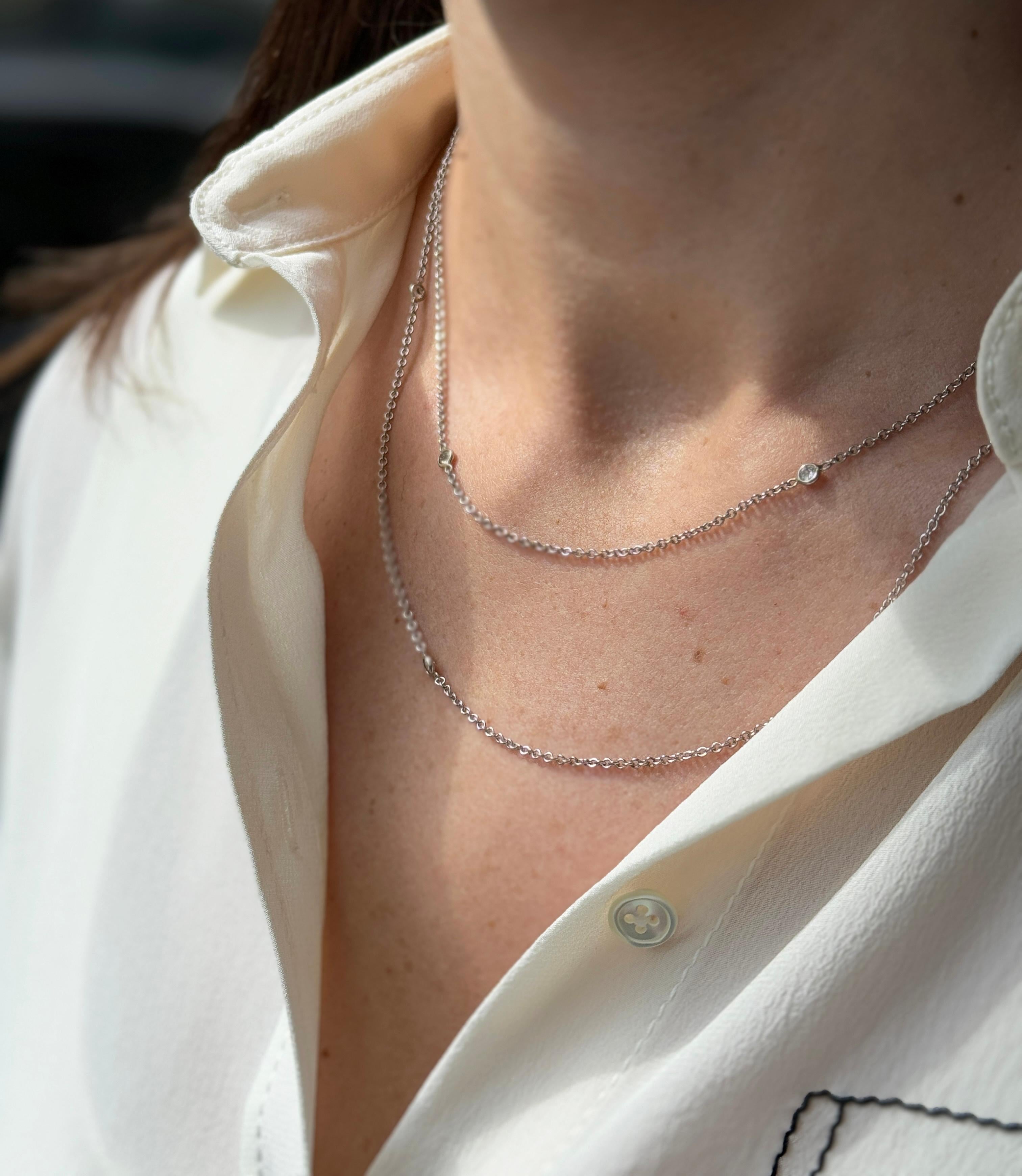 da uomo o donna Vintage 'Diamonds by the Yard' Chain Necklace in 14 Carat White Gold in vendita